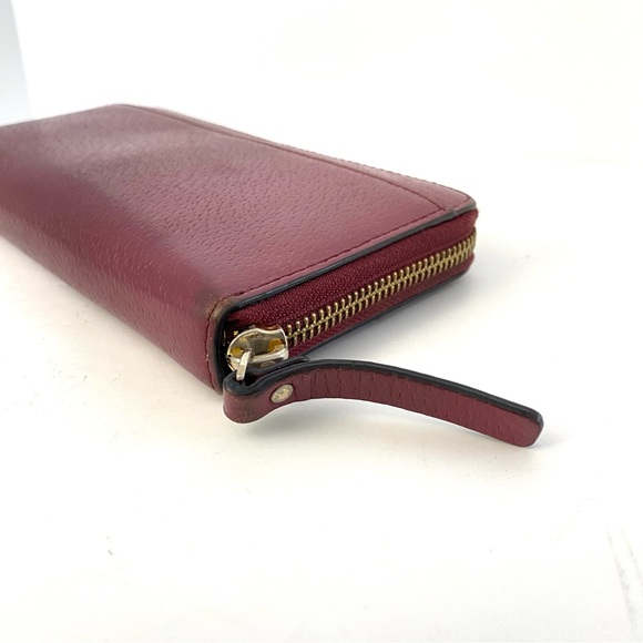 Kate Spade Leather Zip Around Wallet Style S338 Burgundy Wine Gold Hardware - Picture 8 of 13